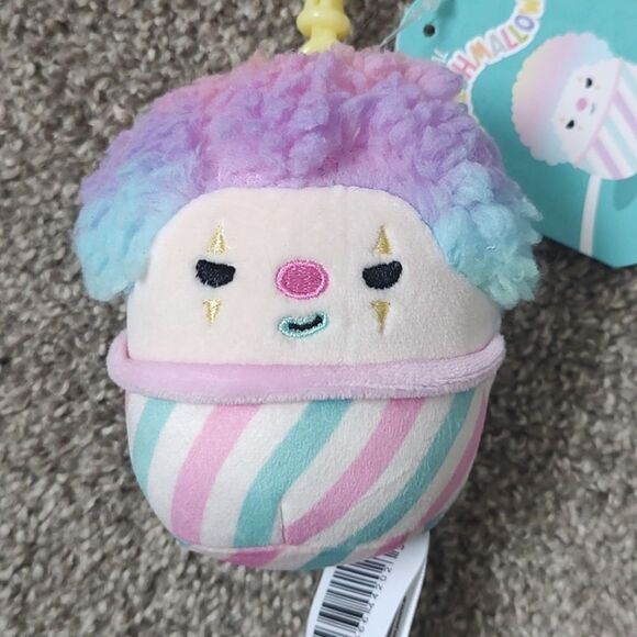 New With Tags Squishmallow 3.5" Declan Snowcone Clown Plush Clip - Picture 4 of 12